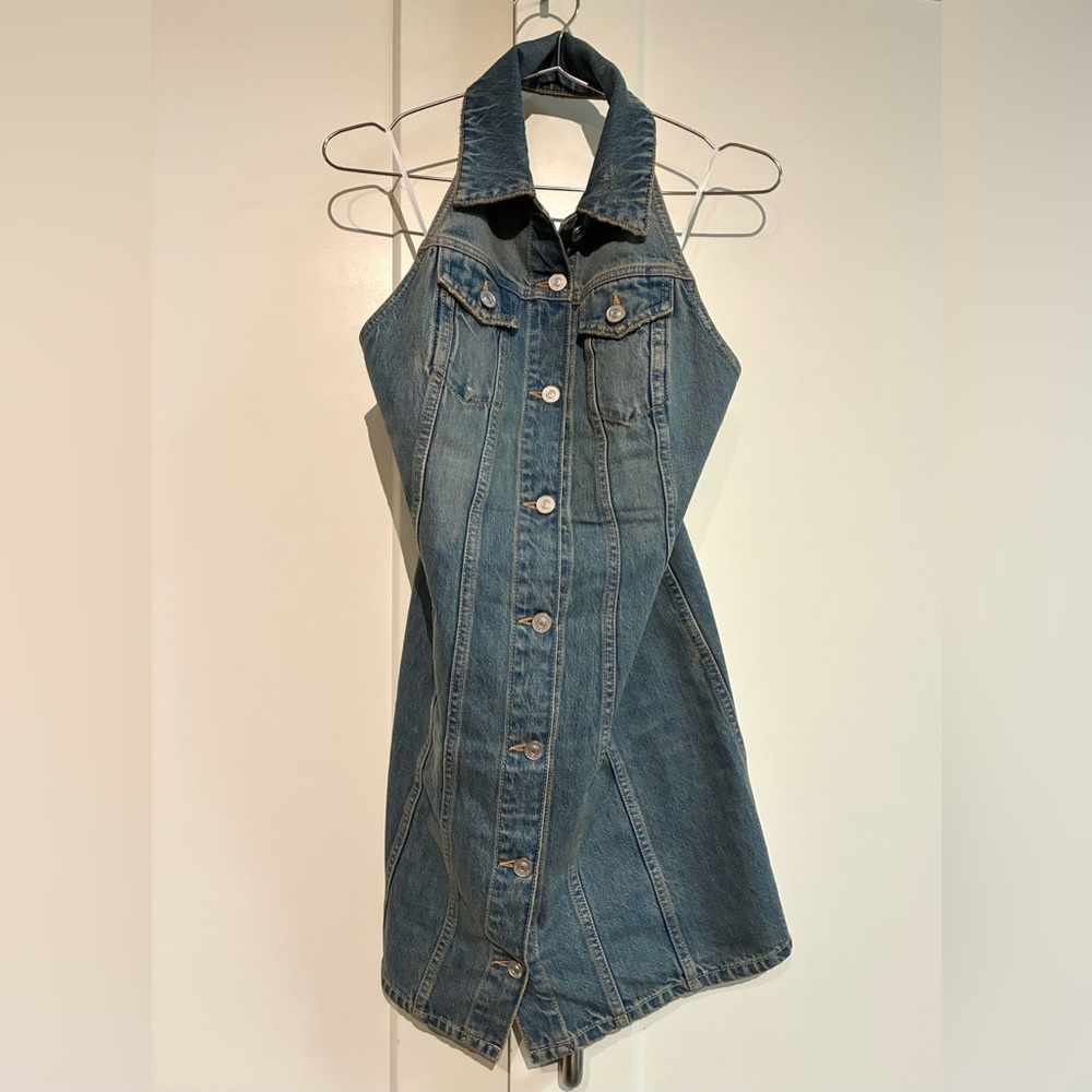 Givenchy Halter Button-Front Denim Mini Dress – Size 34 (US0-2) ✨